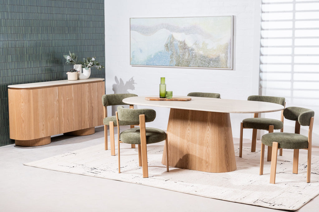 Varello Dining Table White Travertine