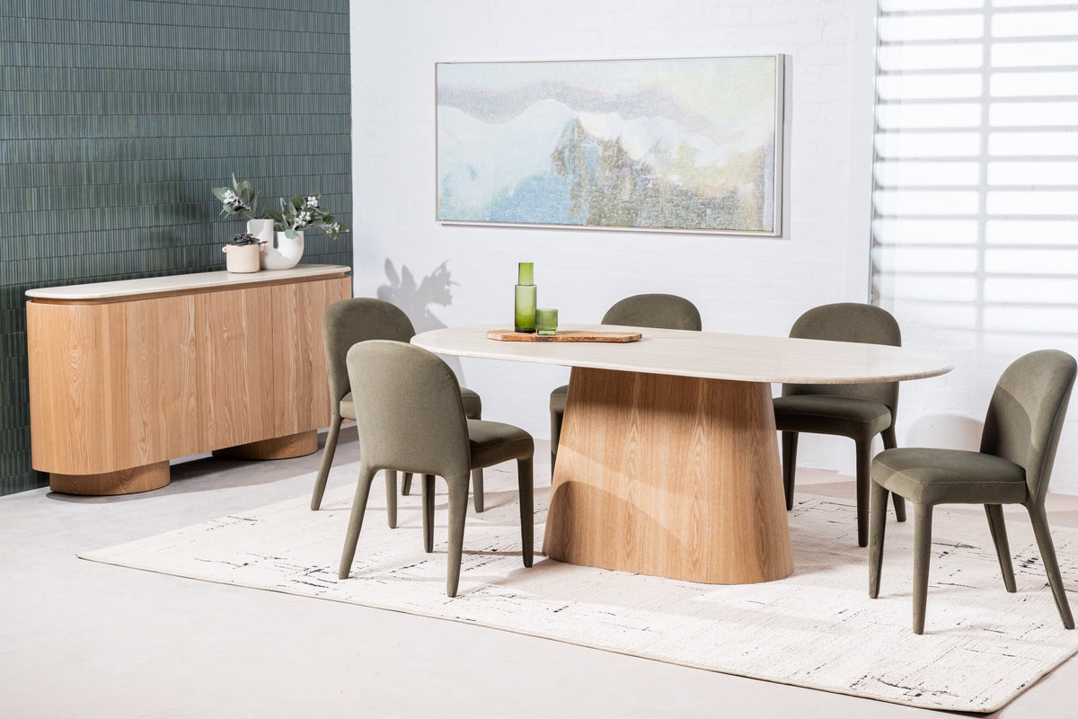 Wavessa Large Dining Table White Travertine