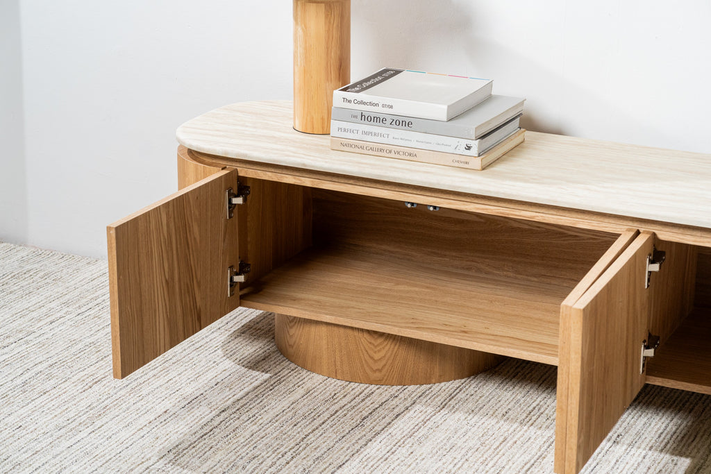 Varello TV Unit White Travertine