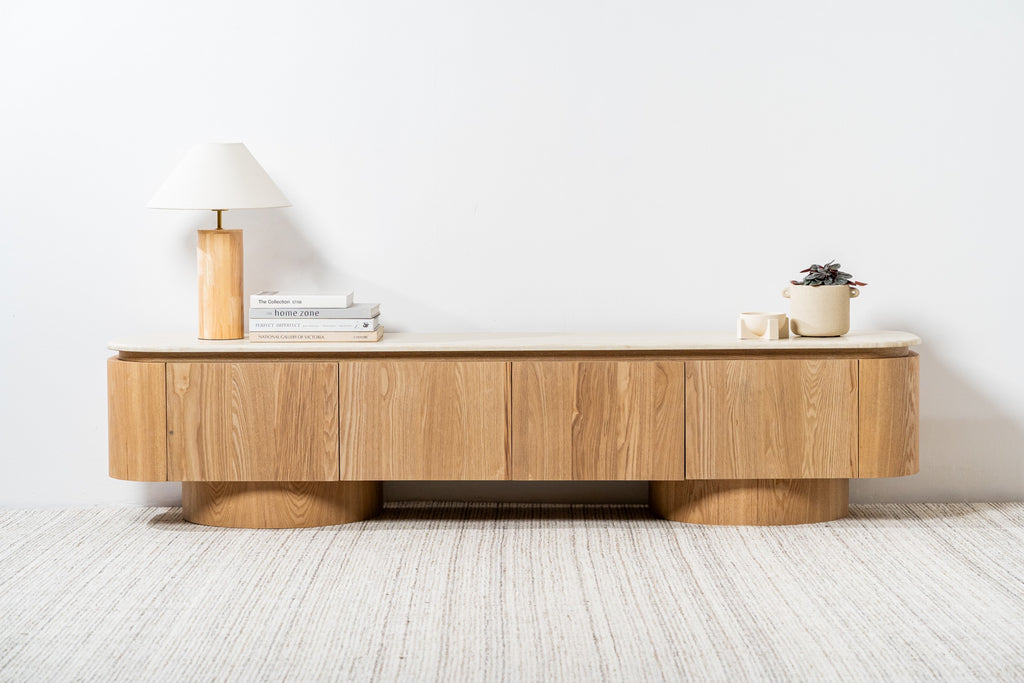 Varello TV Unit White Travertine