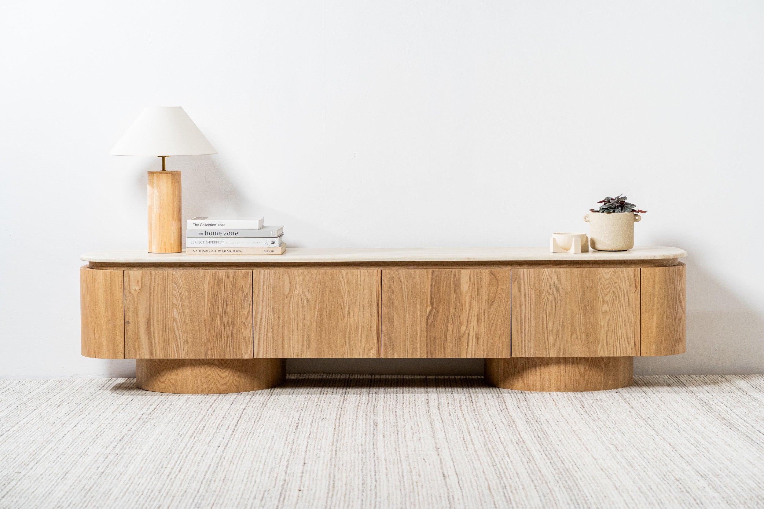 Varello TV Unit White Travertine