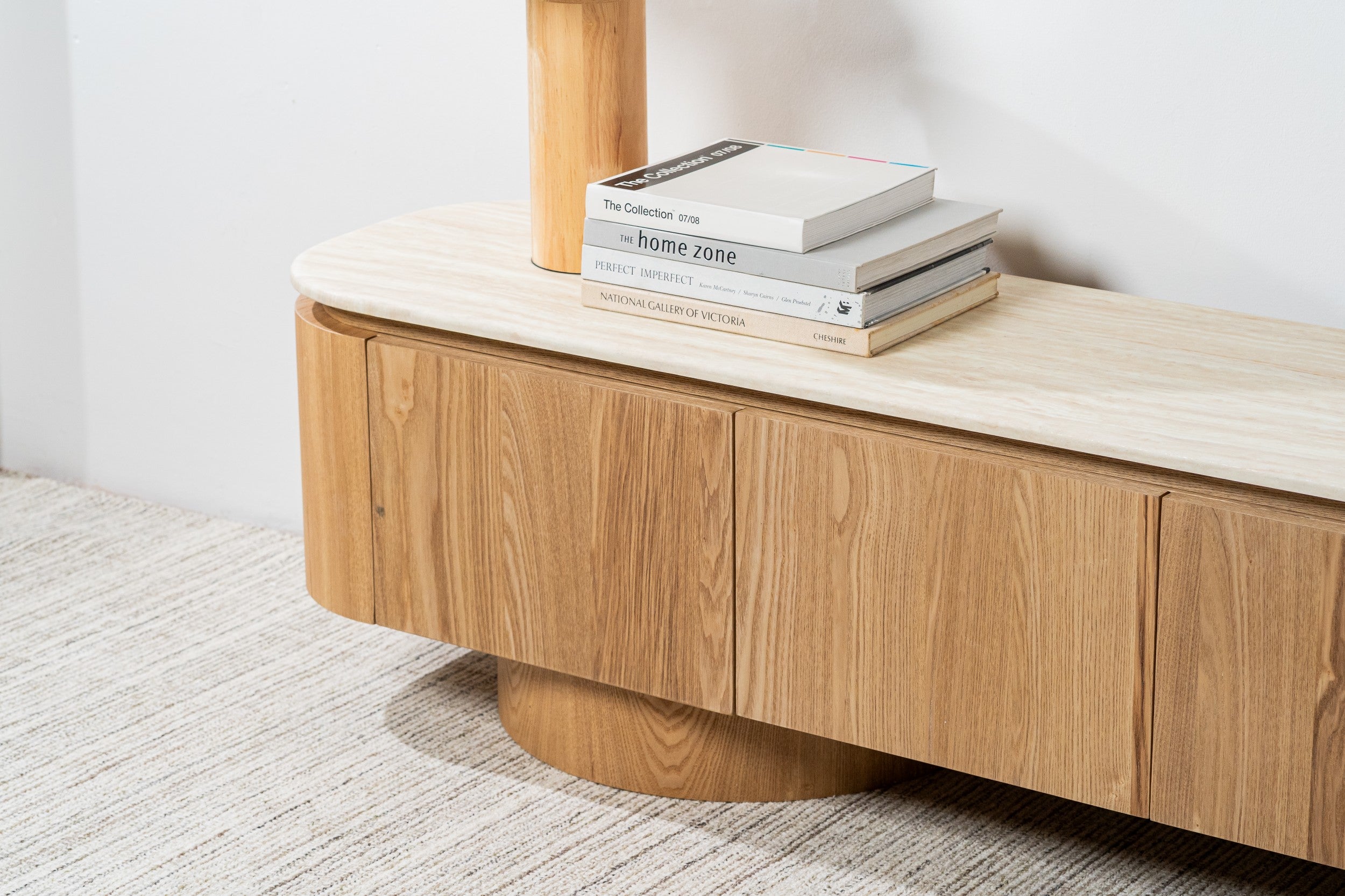 Varello TV Unit White Travertine