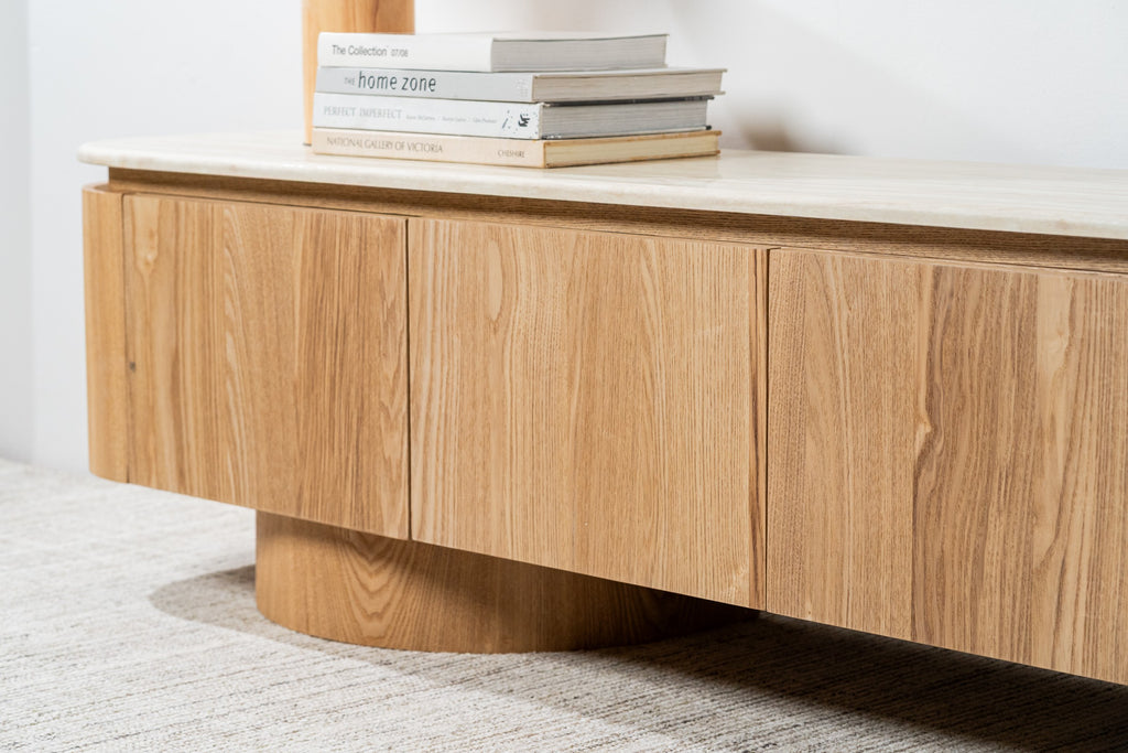 Varello TV Unit White Travertine