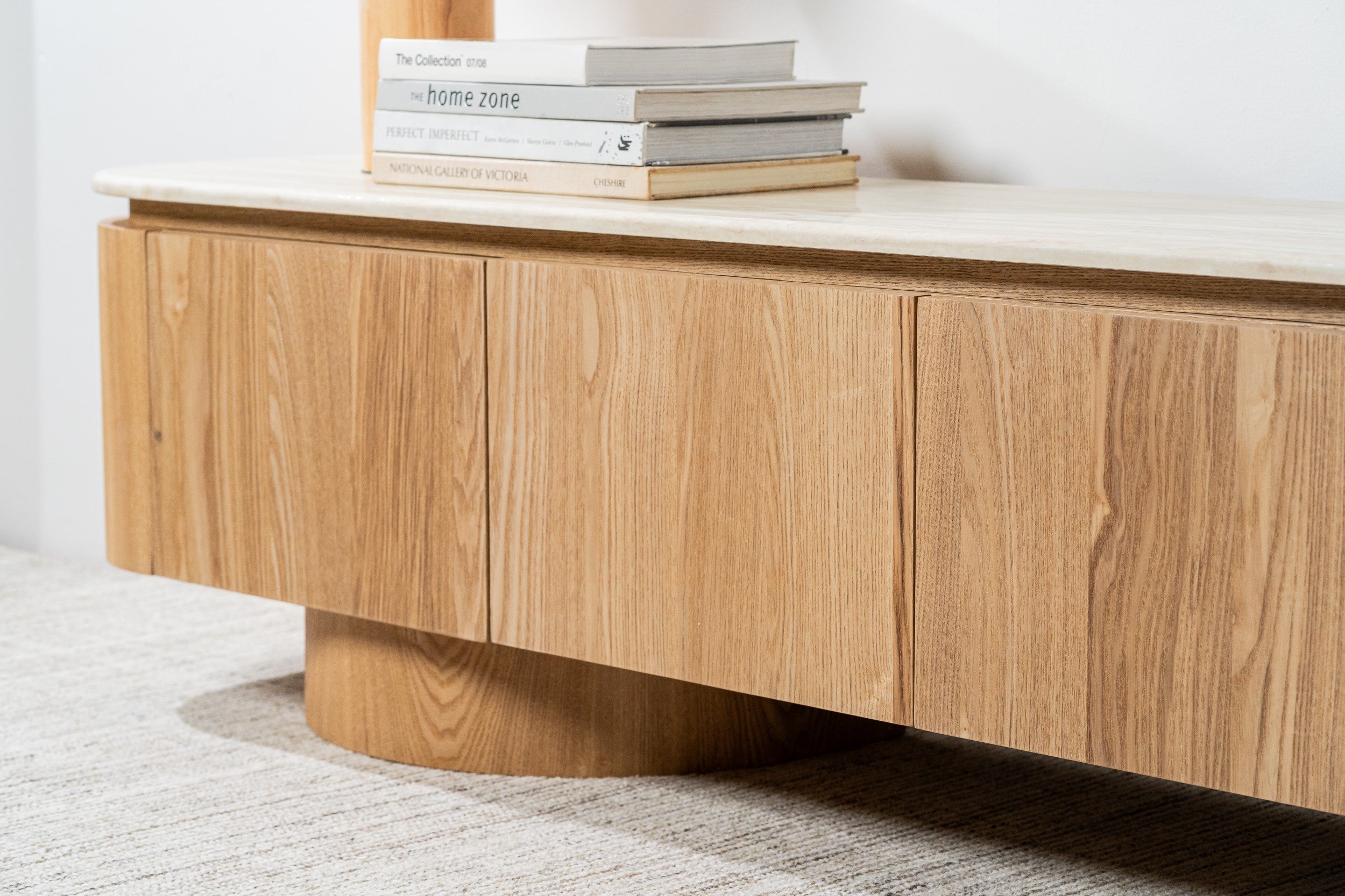 Varello TV Unit White Travertine