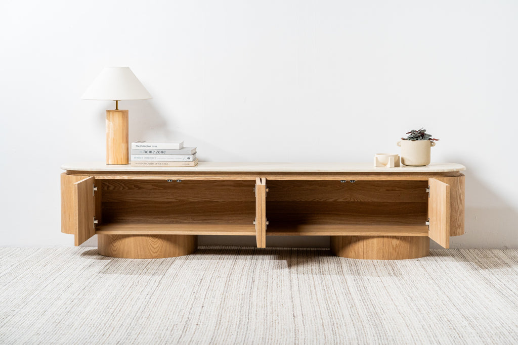 Varello TV Unit White Travertine