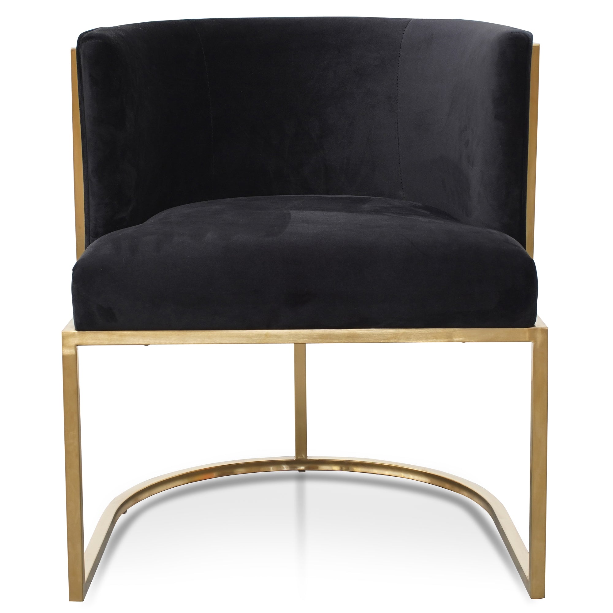 Ravello Lounge Chair In Black Velvet Seat - Brushed Gold