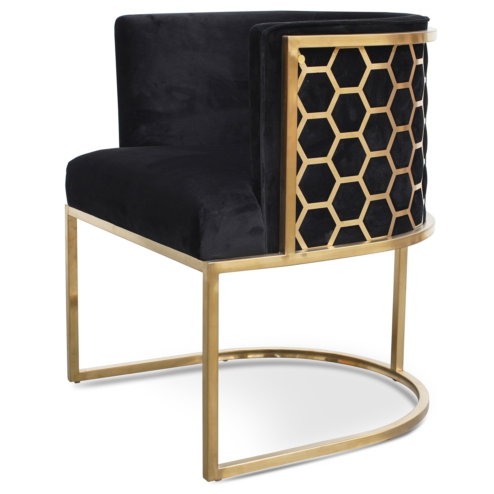 Ravello Lounge Chair In Black Velvet Seat - Brushed Gold