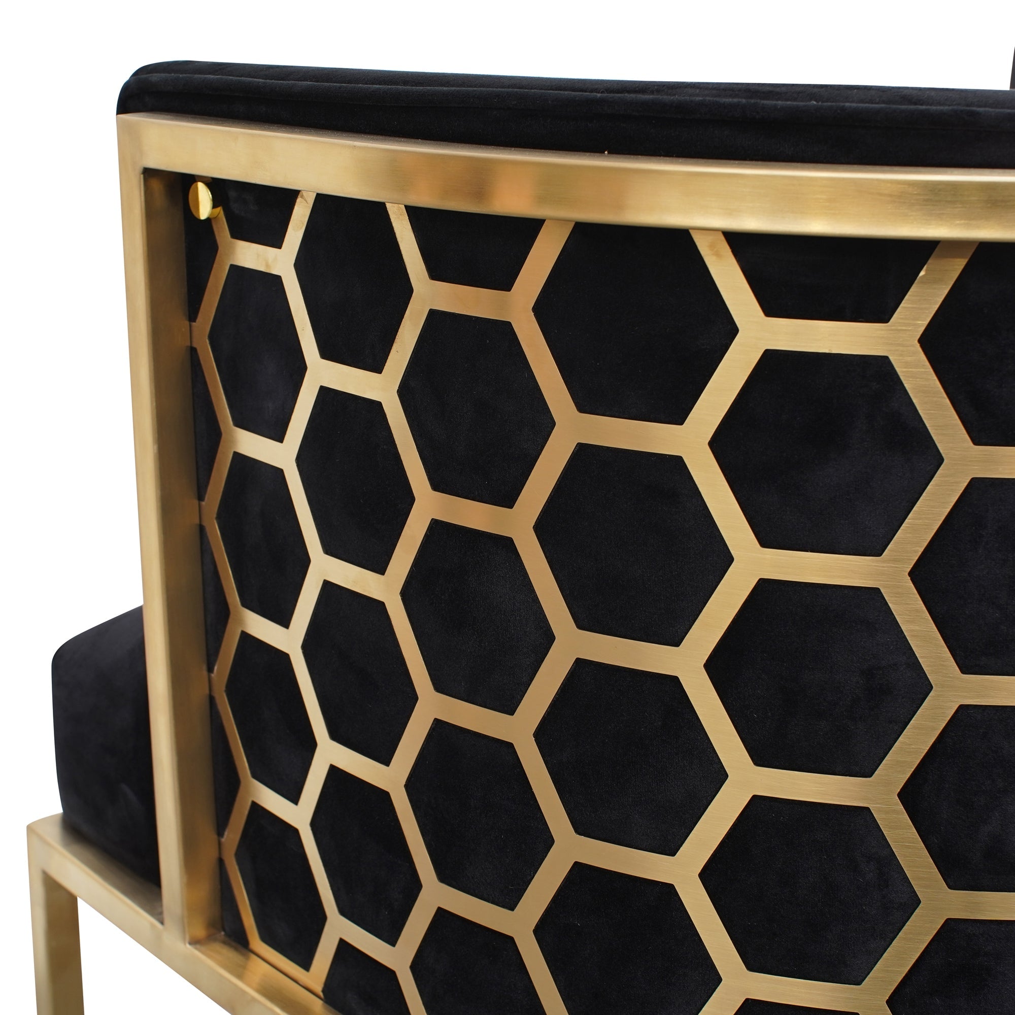 Ravello Lounge Chair In Black Velvet Seat - Brushed Gold