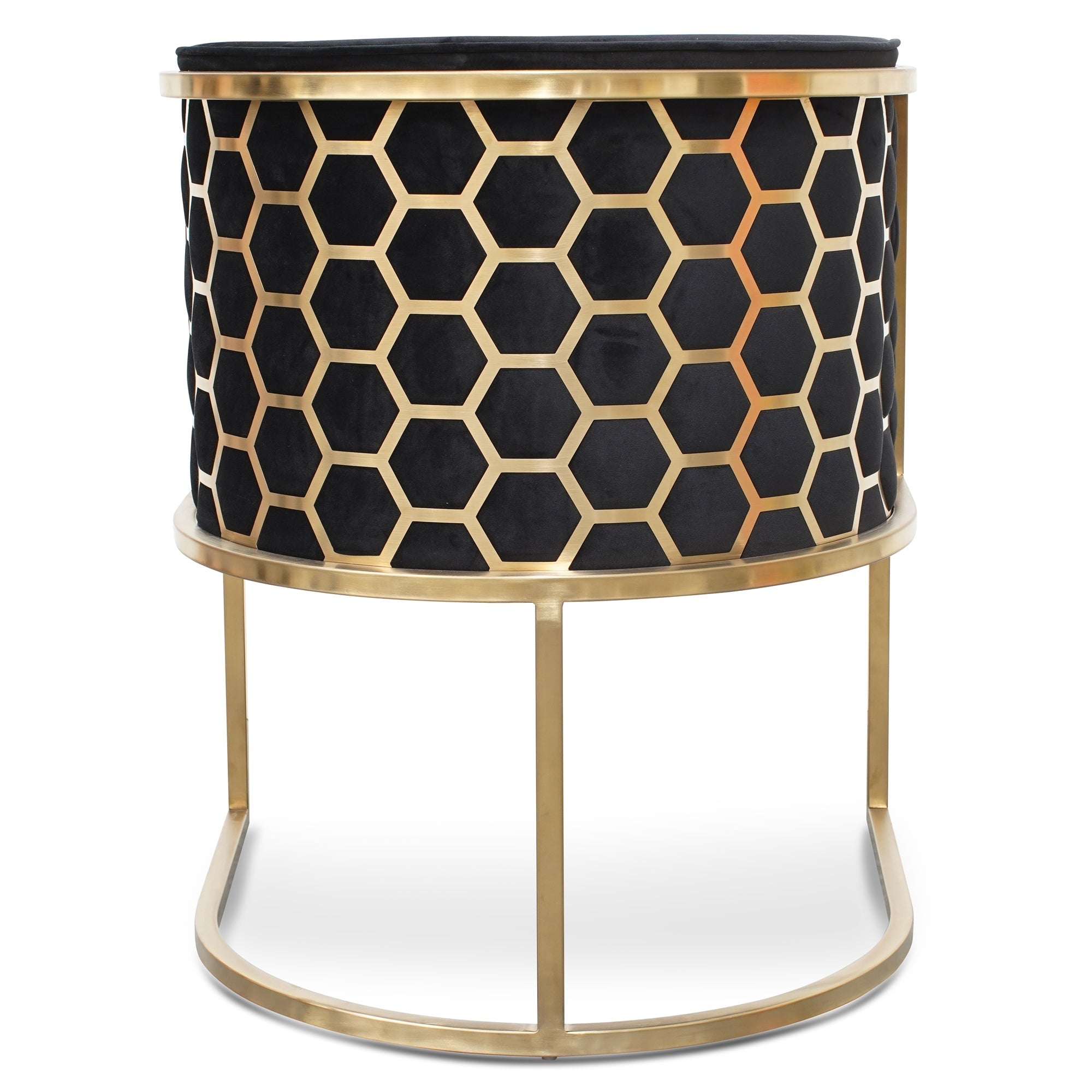 Ravello Lounge Chair In Black Velvet Seat - Brushed Gold