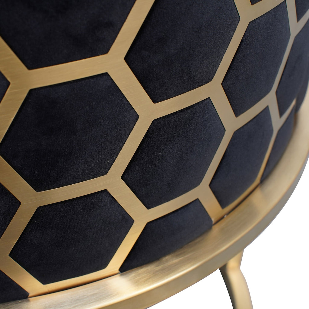 Ravello Lounge Chair In Black Velvet Seat - Brushed Gold