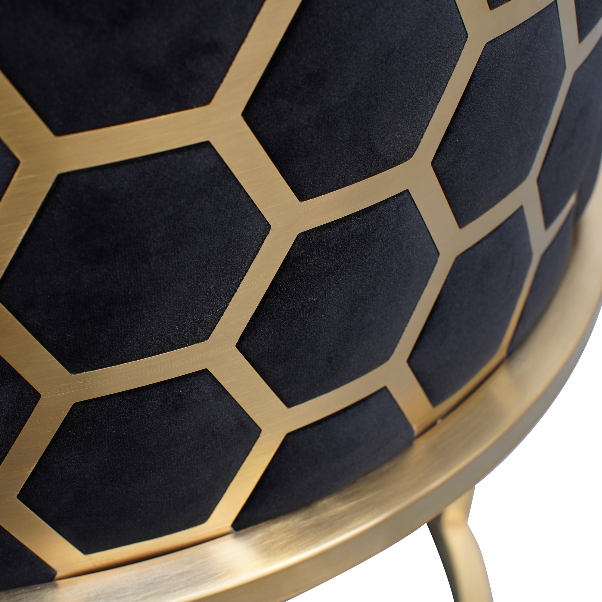 Ravello Lounge Chair In Black Velvet Seat - Brushed Gold