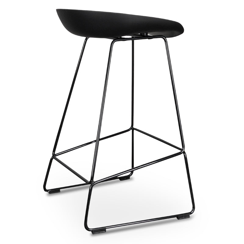 65cm Amalfi Bar Stool - Black Seat With Black Frame