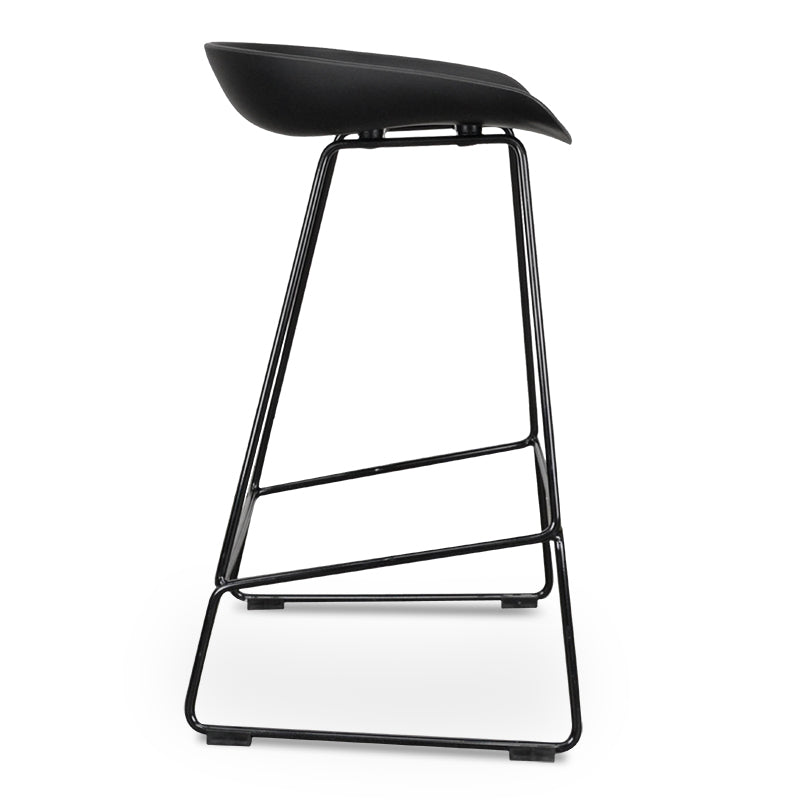 65cm Amalfi Bar Stool - Black Seat With Black Frame