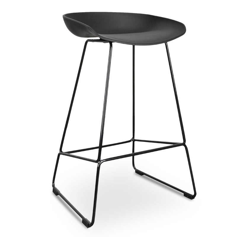65cm Amalfi Bar Stool - Black Seat With Black Frame