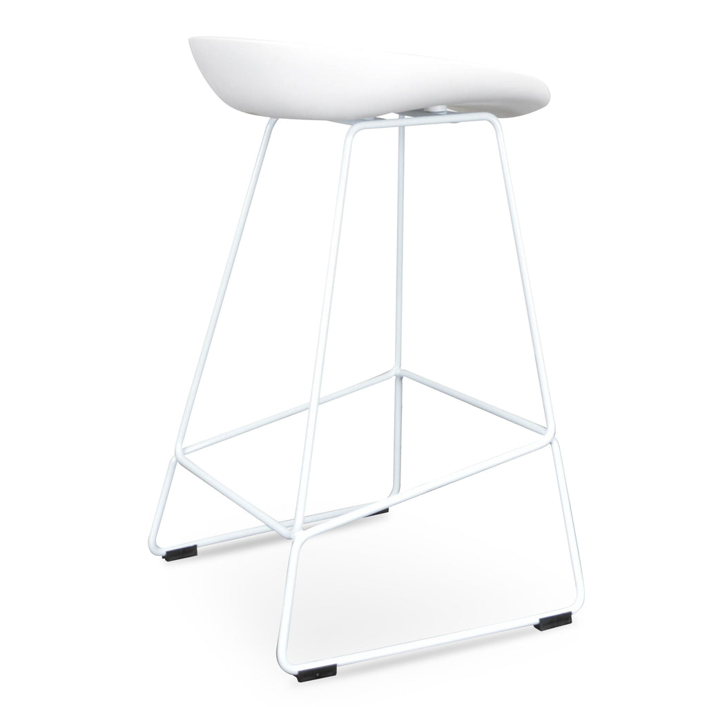 65cm Amalfi Bar Stool - white Seat With white metal Frame