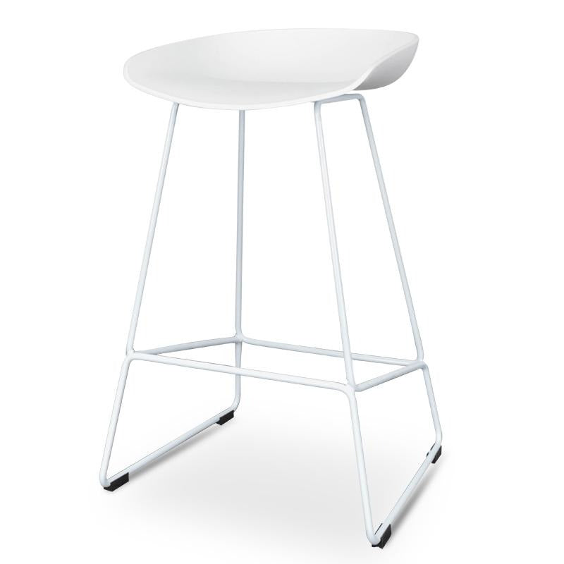 65cm Amalfi Bar Stool - white Seat With white metal Frame