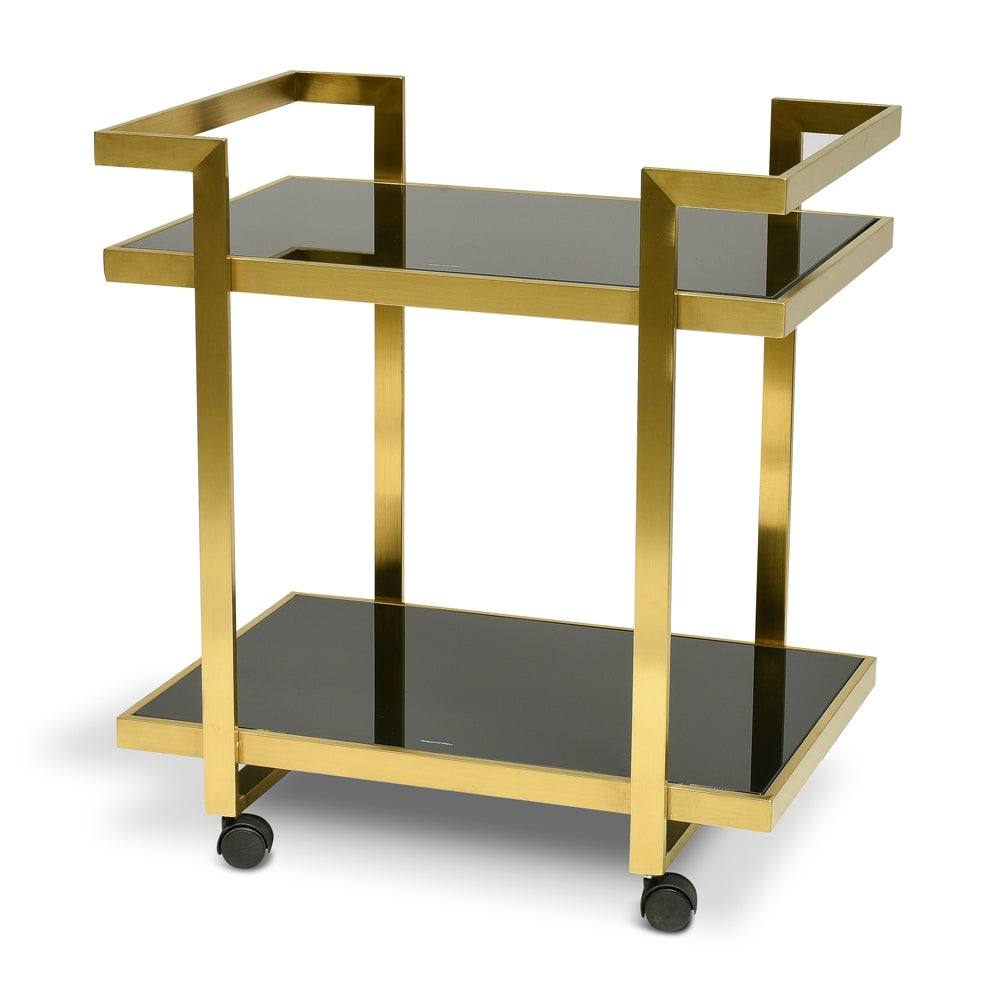 Amalfi Bar Cart - Tempered Glass - Gold Base