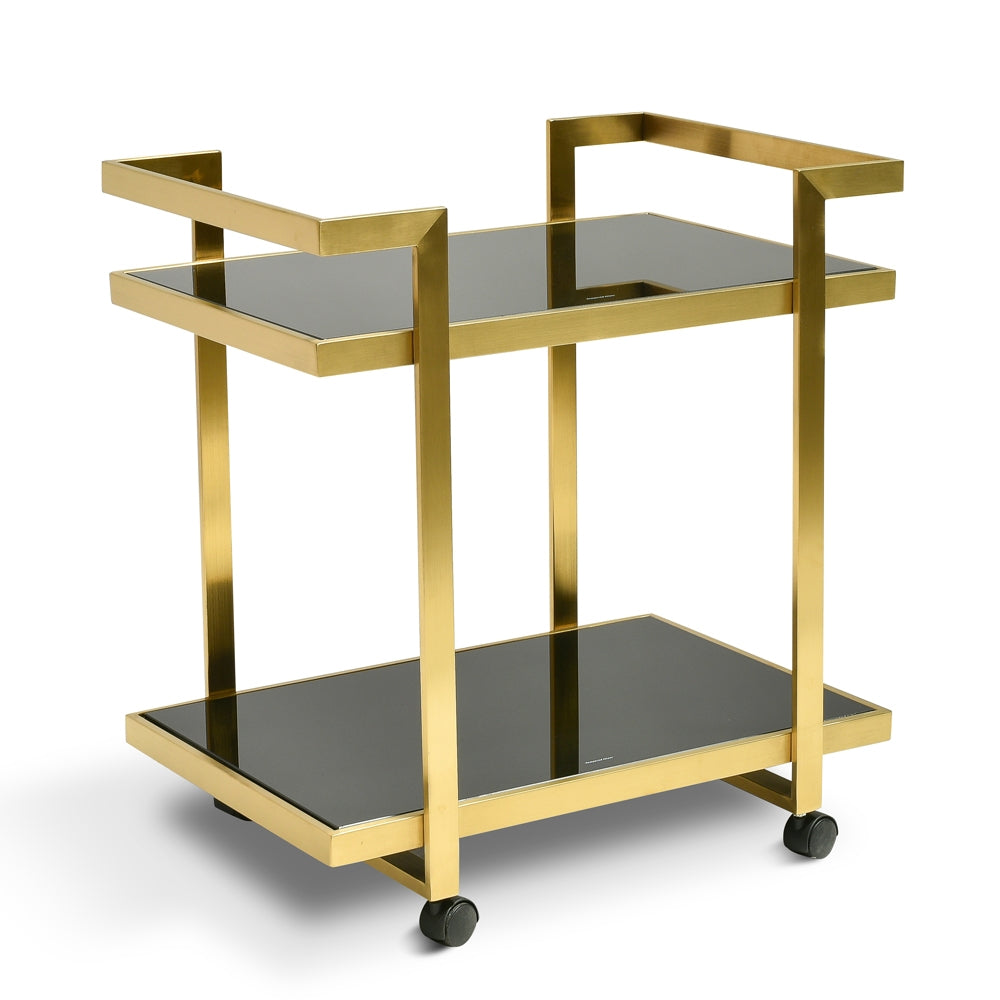 Amalfi Bar Cart - Tempered Glass - Gold Base