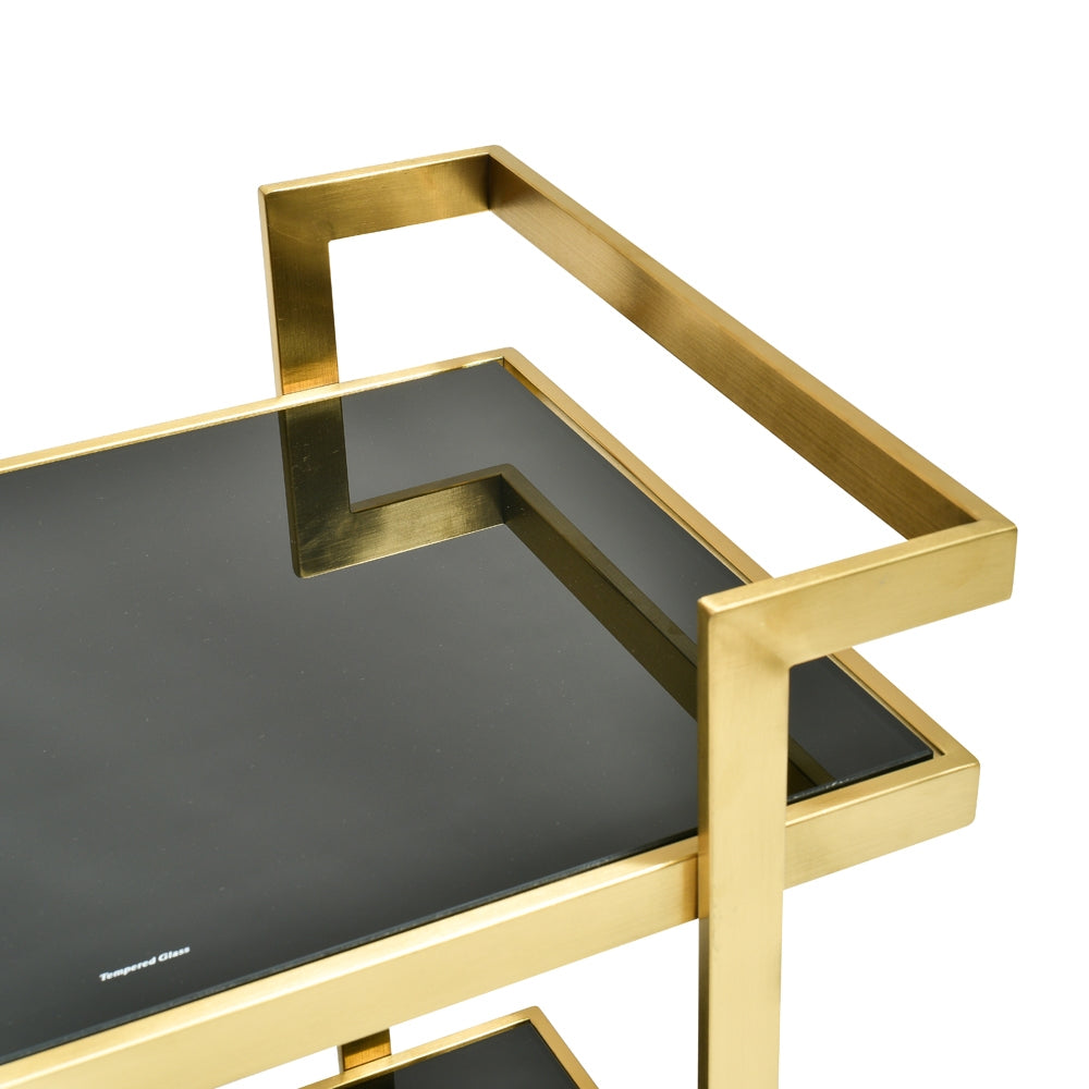 Amalfi Bar Cart - Tempered Glass - Gold Base