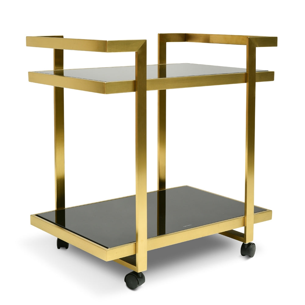 Amalfi Bar Cart - Tempered Glass - Gold Base