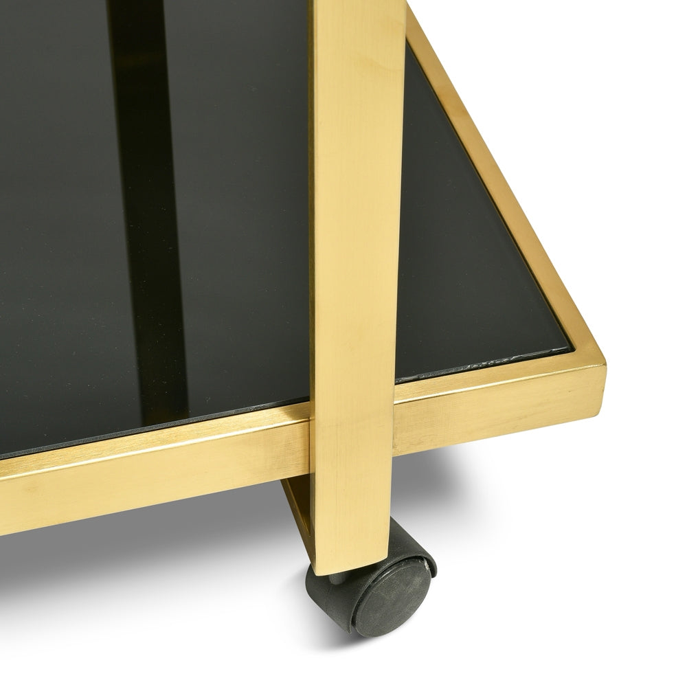 Amalfi Bar Cart - Tempered Glass - Gold Base