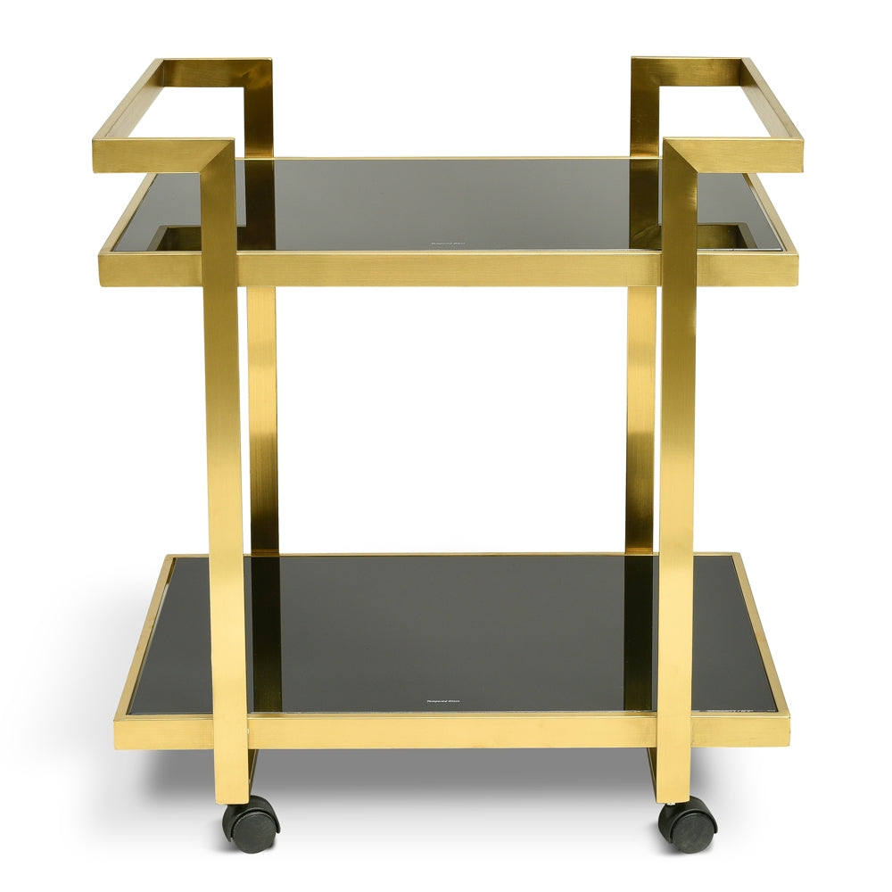 Amalfi Bar Cart - Tempered Glass - Gold Base