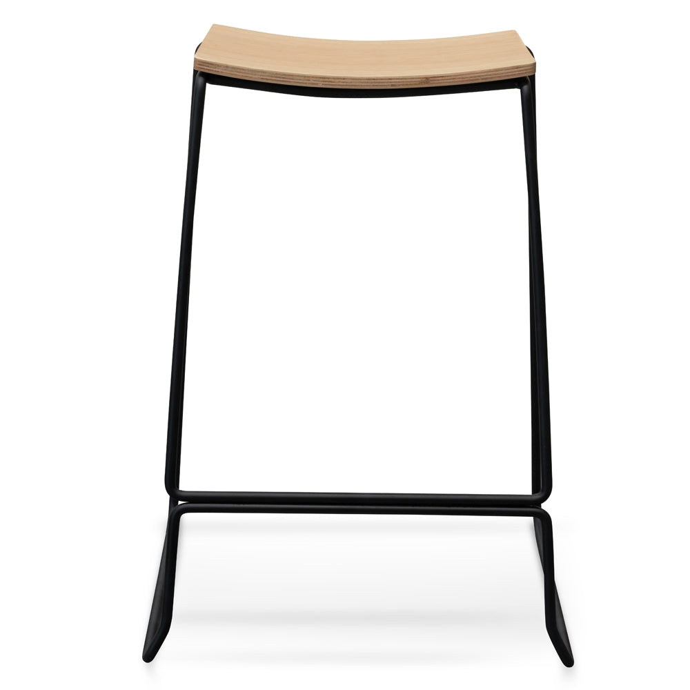 Amalfi Bar Stool With Natural Timber Seat - Black Frame