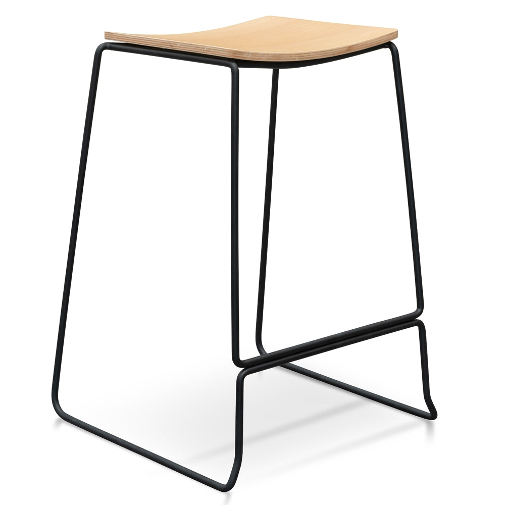 Amalfi Bar Stool With Natural Timber Seat - Black Frame