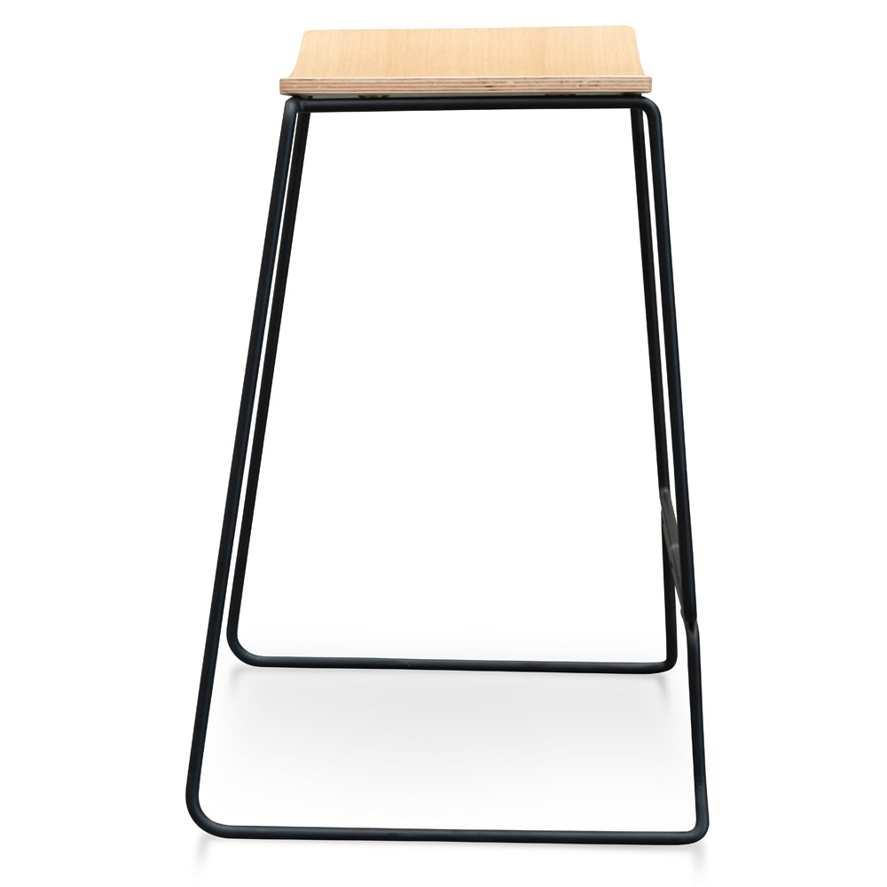 Amalfi Bar Stool With Natural Timber Seat - Black Frame