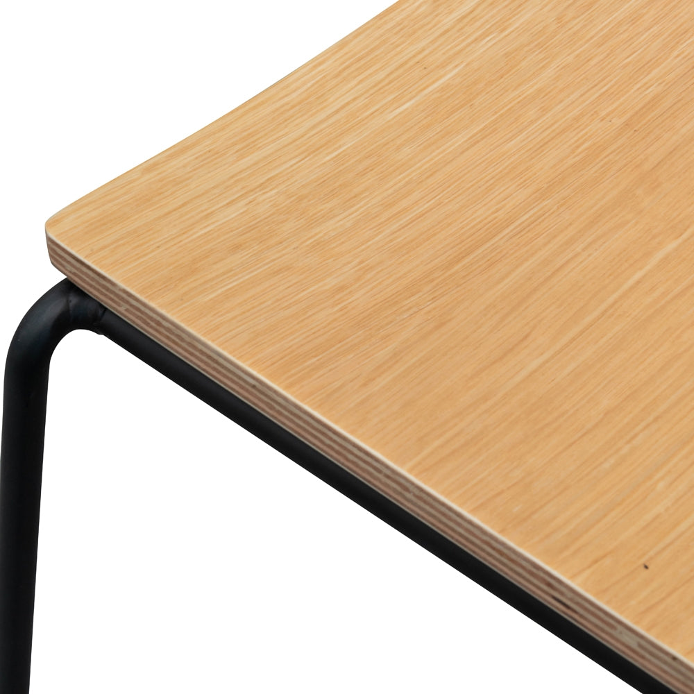 Amalfi Bar Stool With Natural Timber Seat - Black Frame
