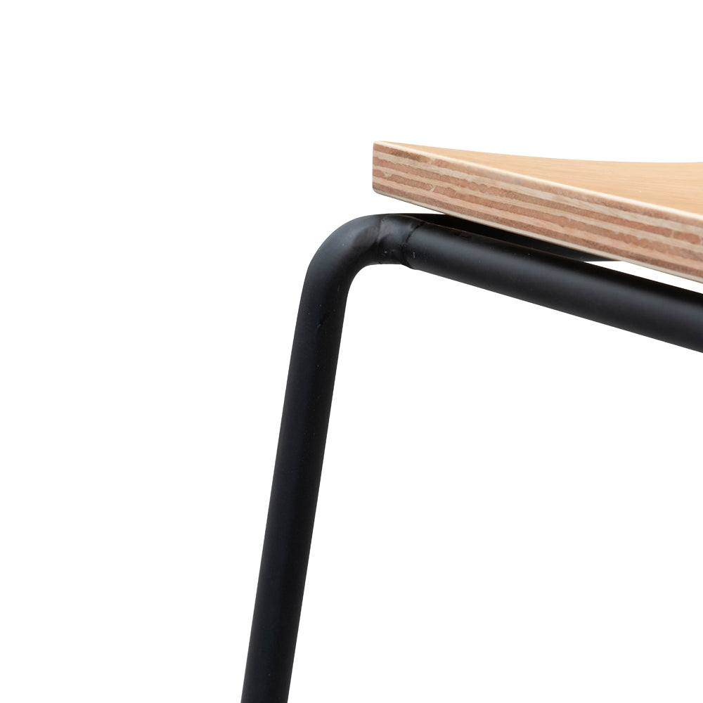Amalfi Bar Stool With Natural Timber Seat - Black Frame