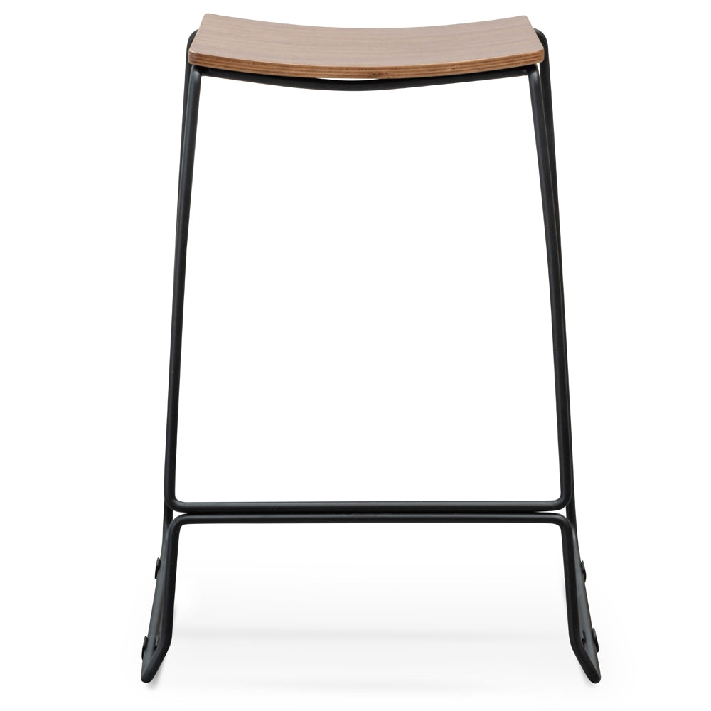 Amalfi Bar Stool With Walnut Timber Seat - Black Frame