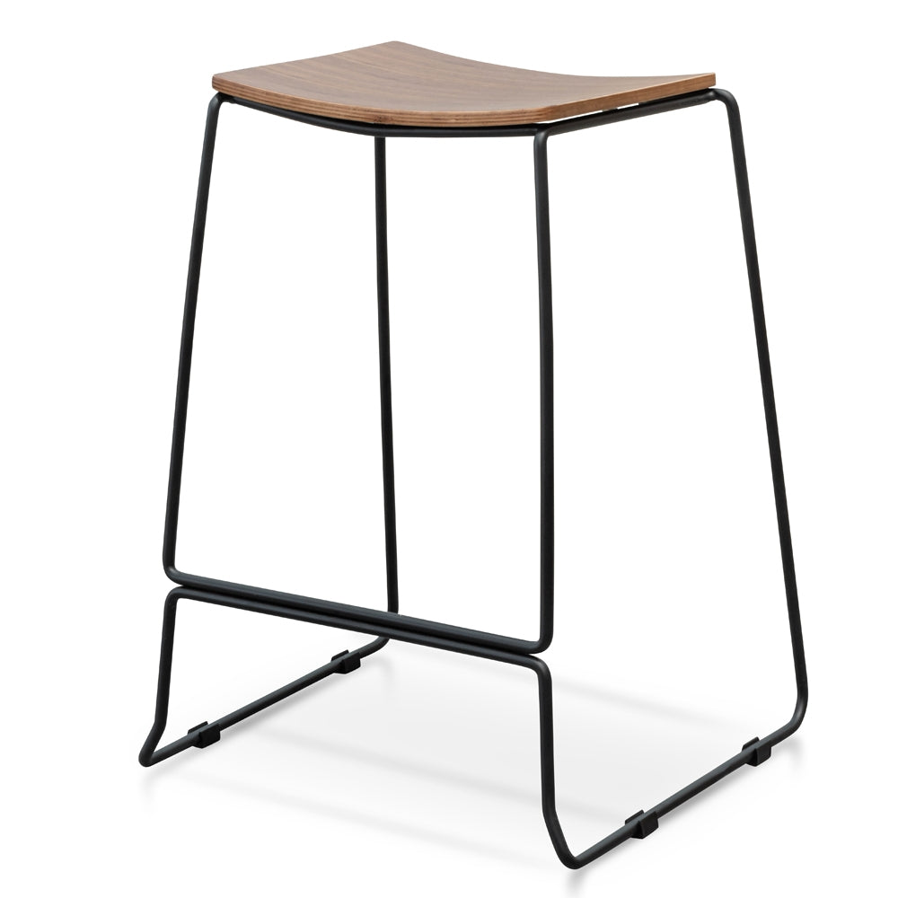 Amalfi Bar Stool With Walnut Timber Seat - Black Frame