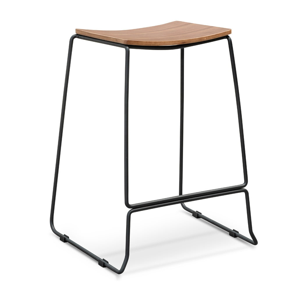 Amalfi Bar Stool With Walnut Timber Seat - Black Frame