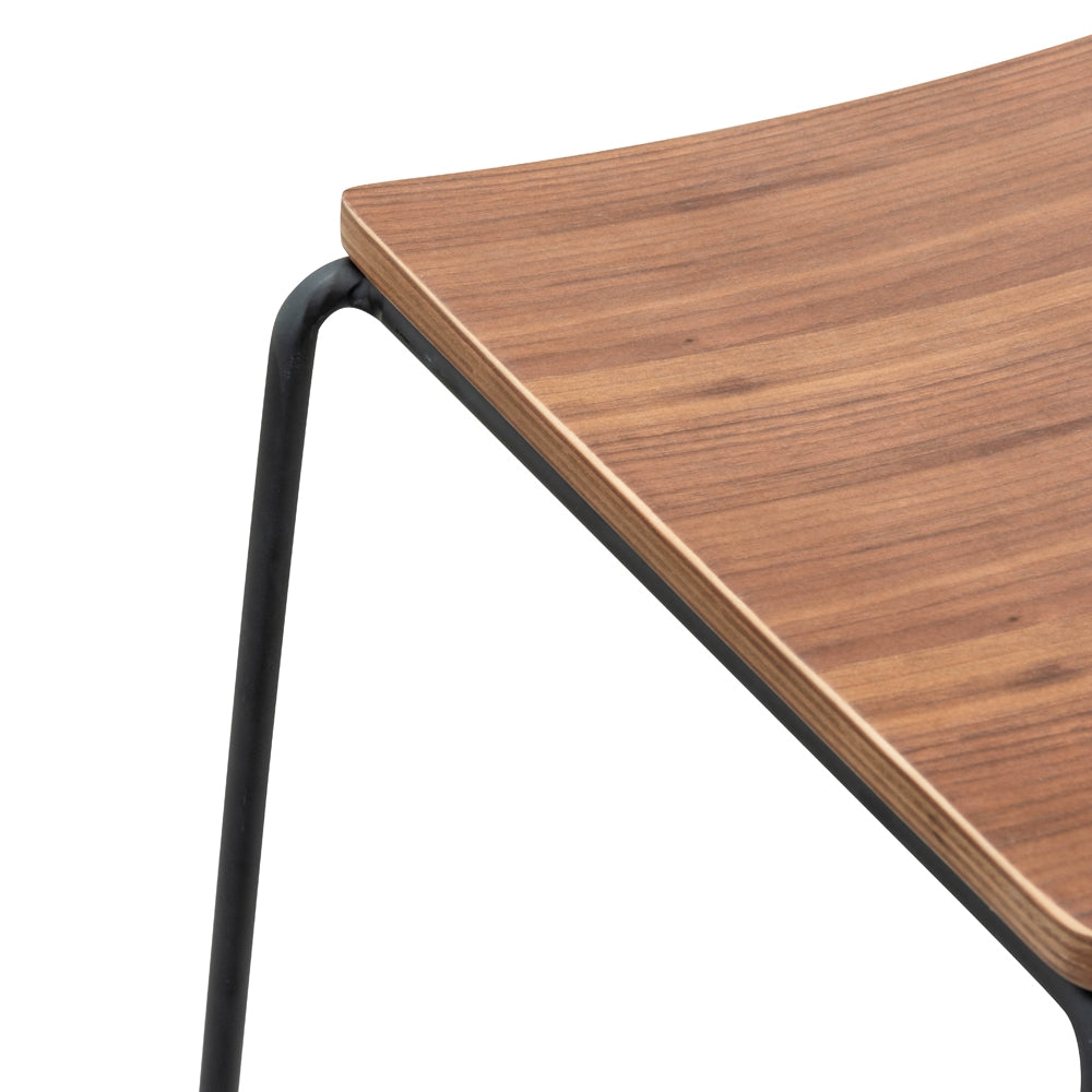 Amalfi Bar Stool With Walnut Timber Seat - Black Frame