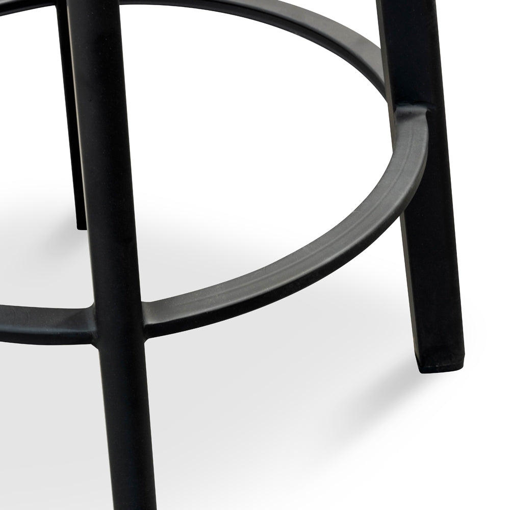 65cm Amalfi Bar Stool -With Natural Timber Seat - Black Frame (Set of 2)