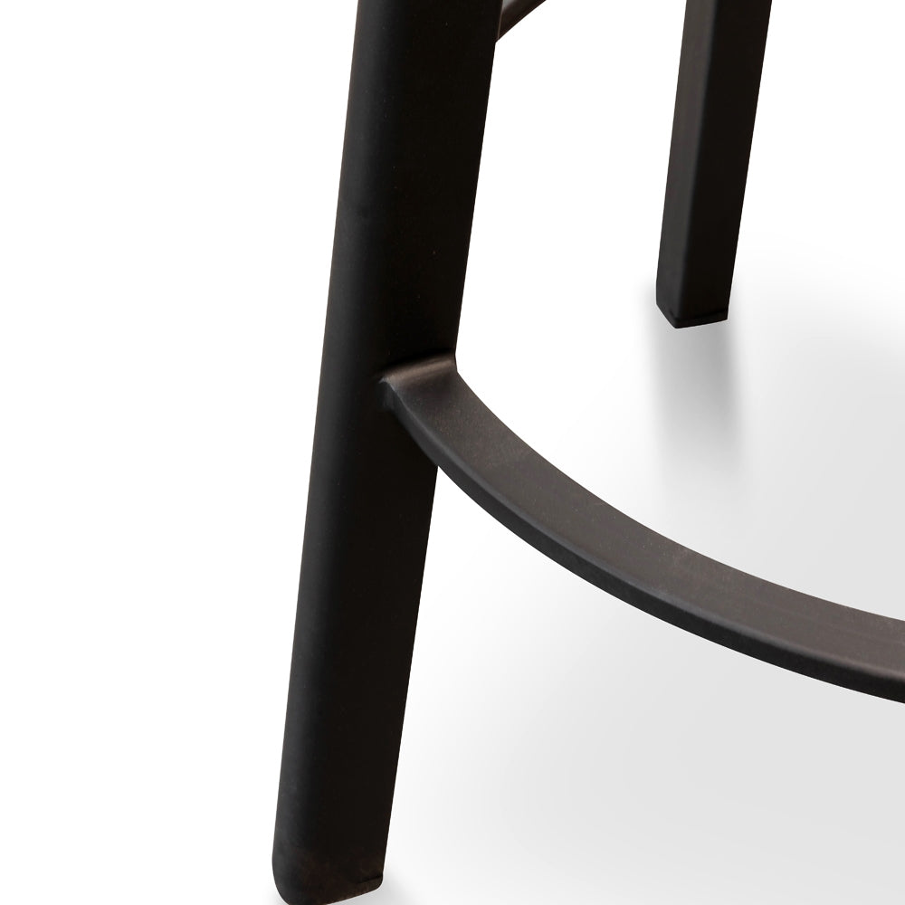 65cm Amalfi Bar Stool -With Natural Timber Seat - Black Frame (Set of 2)