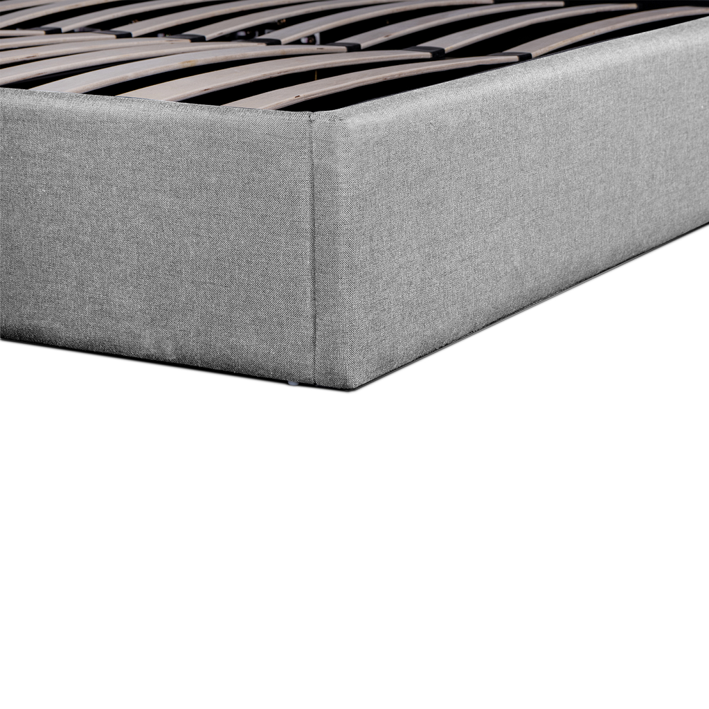 Fabric Queen Lazio Bed Frame - Pearl Grey with Storage