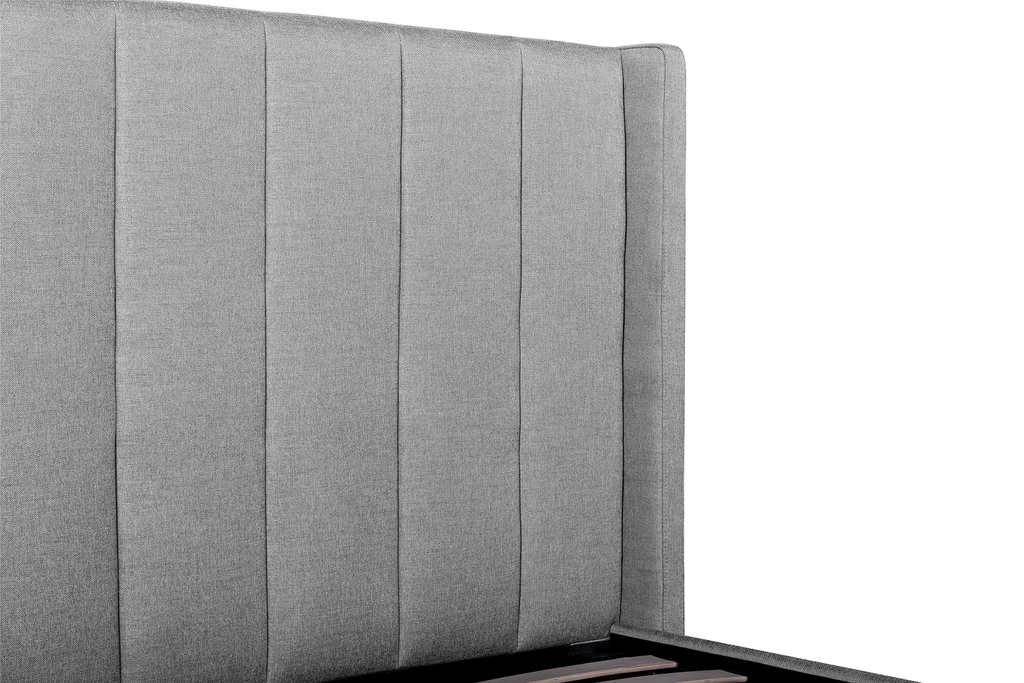Fabric Queen Lazio Bed Frame - Pearl Grey with Storage