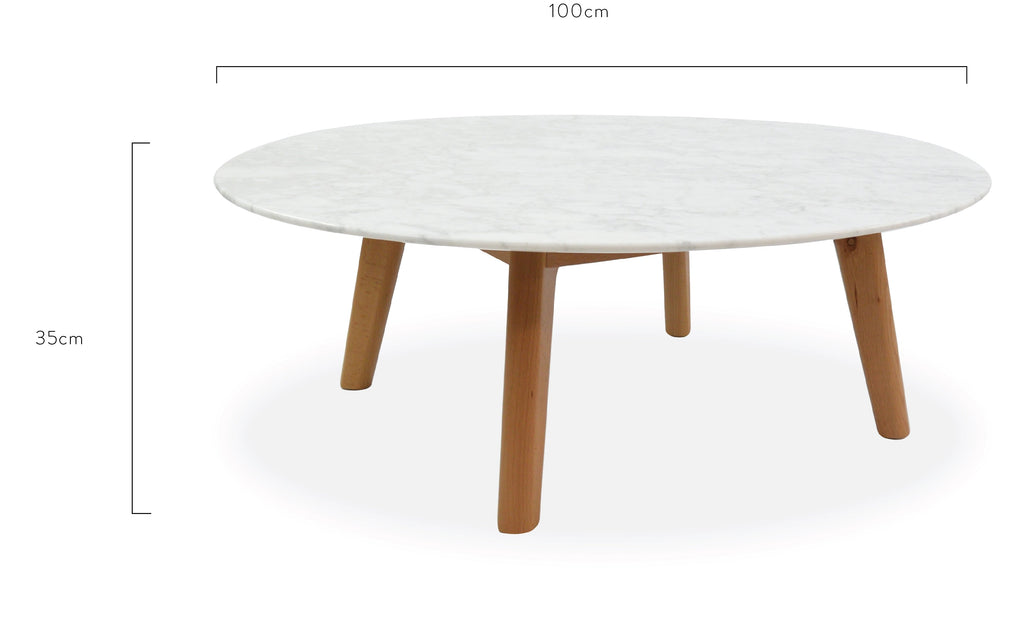 100cm Marble Round Venezia Coffee Table - Natural