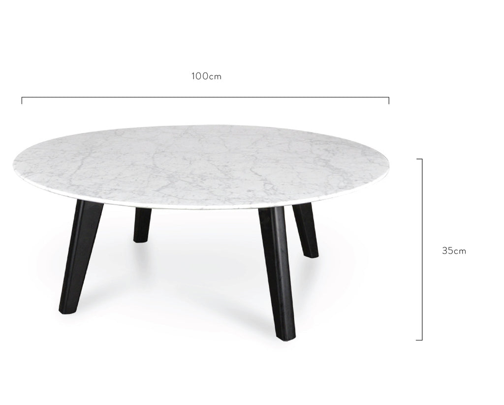 100cm Marble Venezia Coffee Table with Black Legs