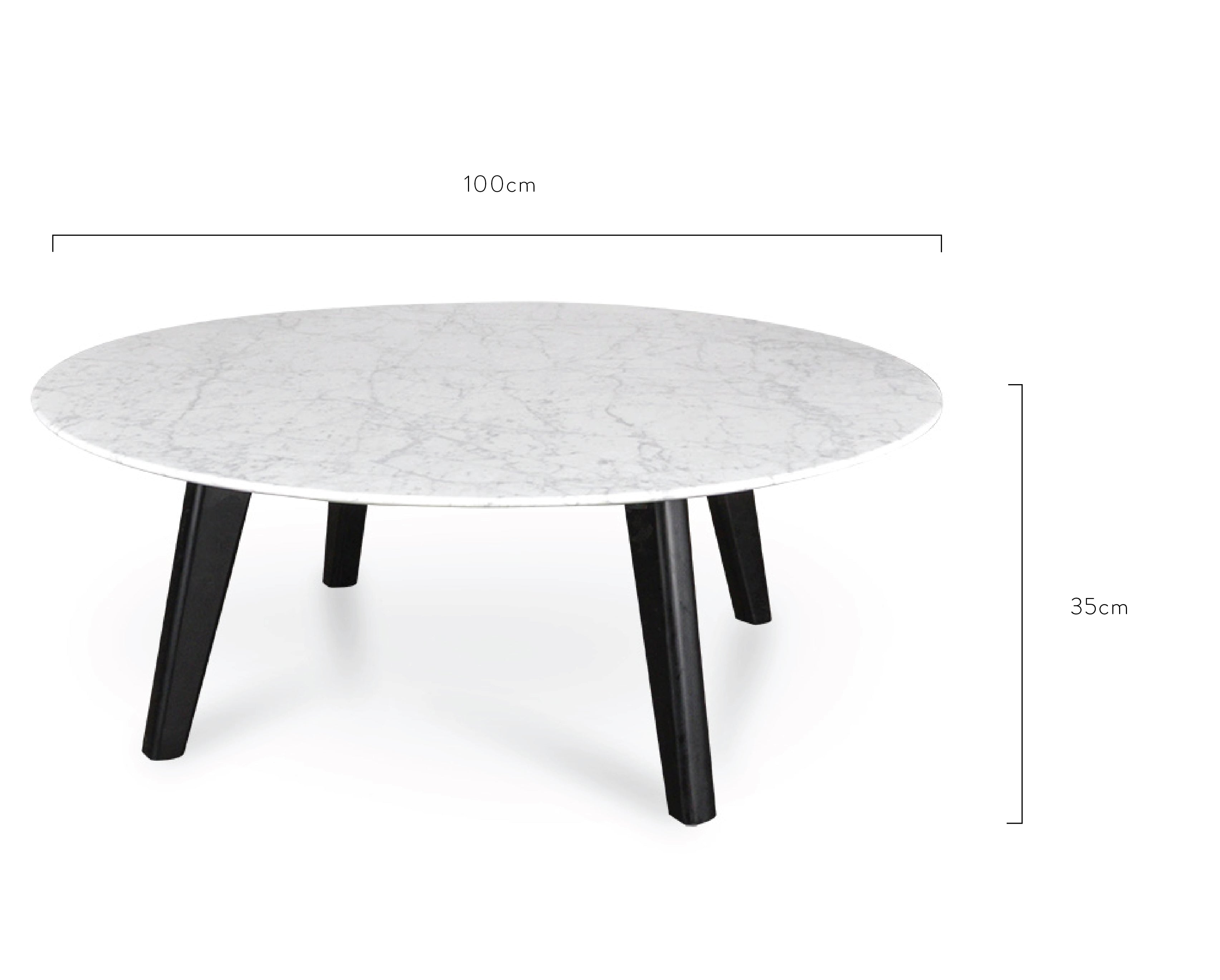 100cm Marble Venezia Coffee Table with Black Legs