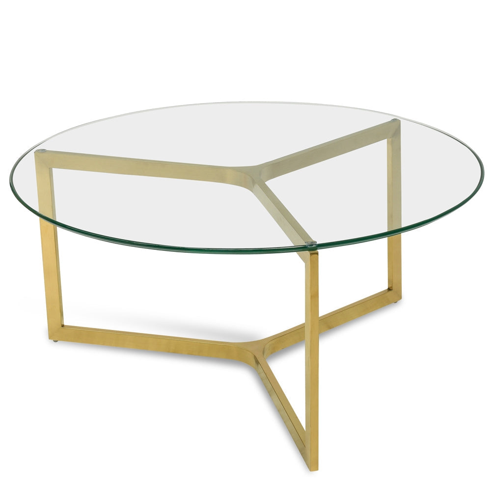 85cm Glass Round Venezia Coffee Table - Gold Base
