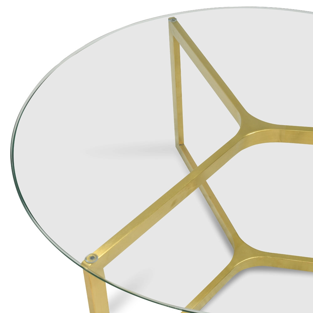 85cm Glass Round Venezia Coffee Table - Gold Base