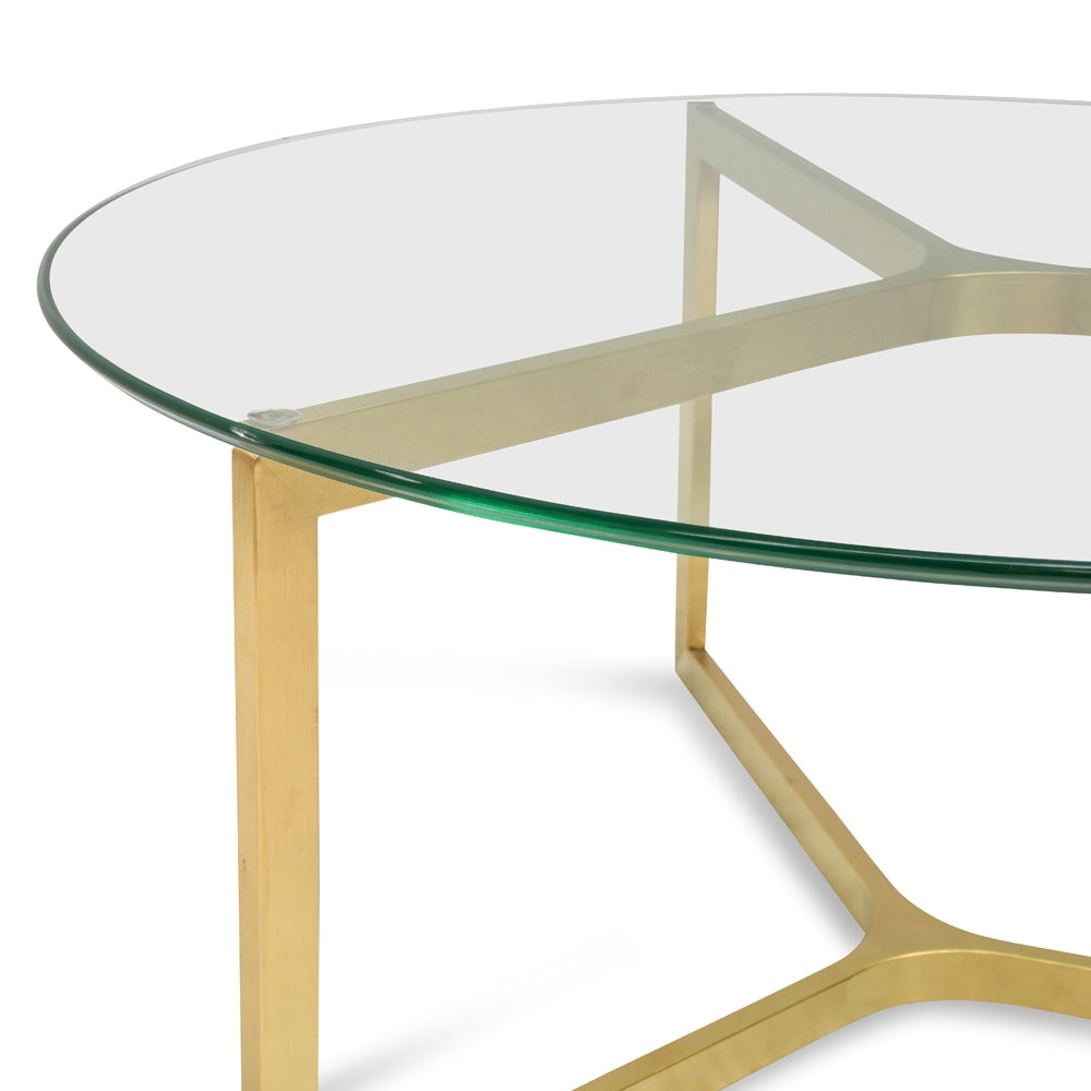 85cm Glass Round Venezia Coffee Table - Gold Base