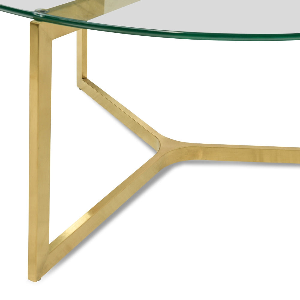 85cm Glass Round Venezia Coffee Table - Gold Base