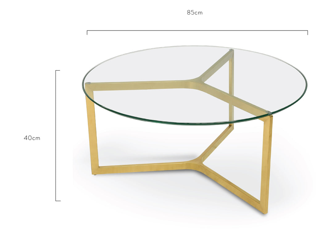 85cm Glass Round Venezia Coffee Table - Gold Base