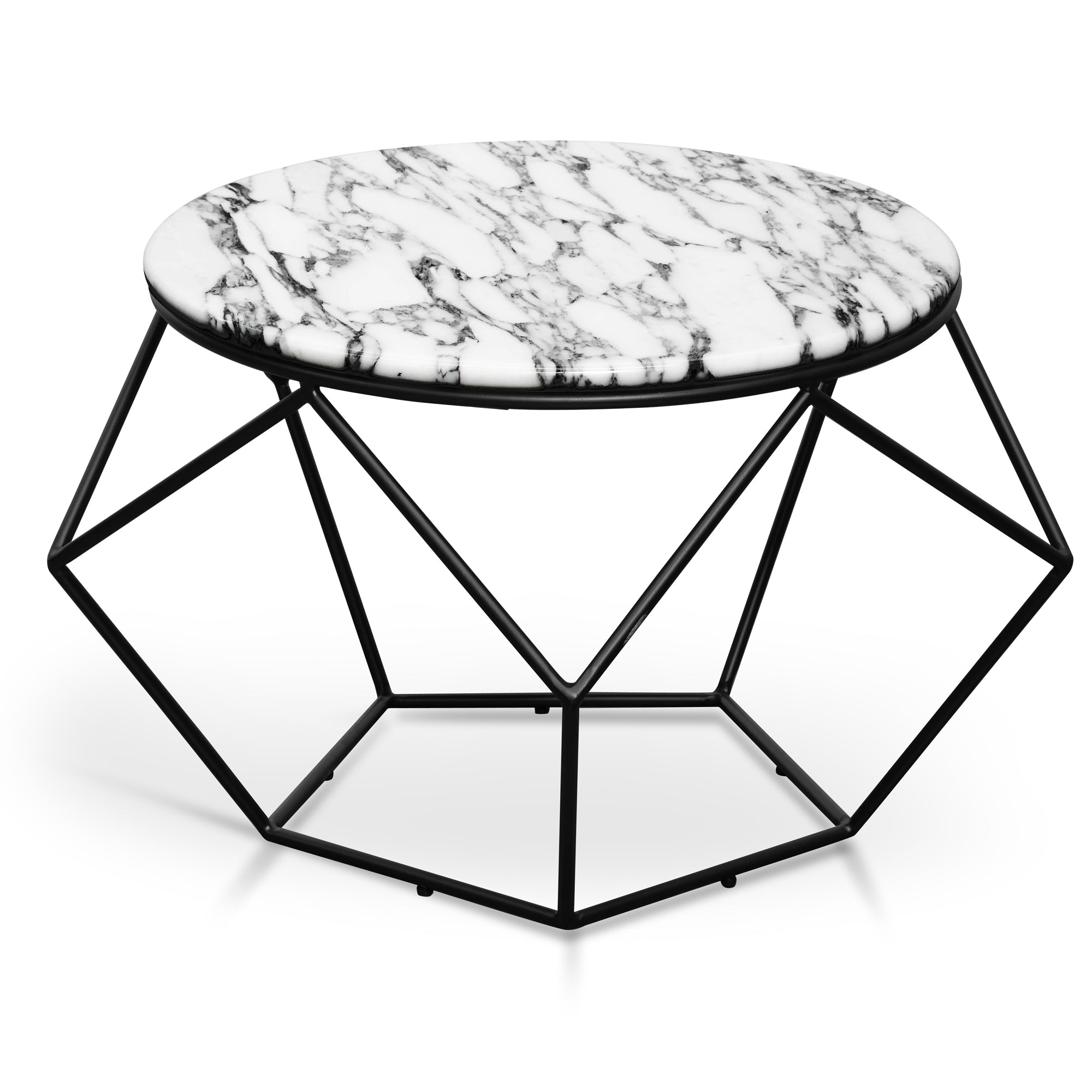 Marble 72cm Venezia Coffee Table - Matt Black Base