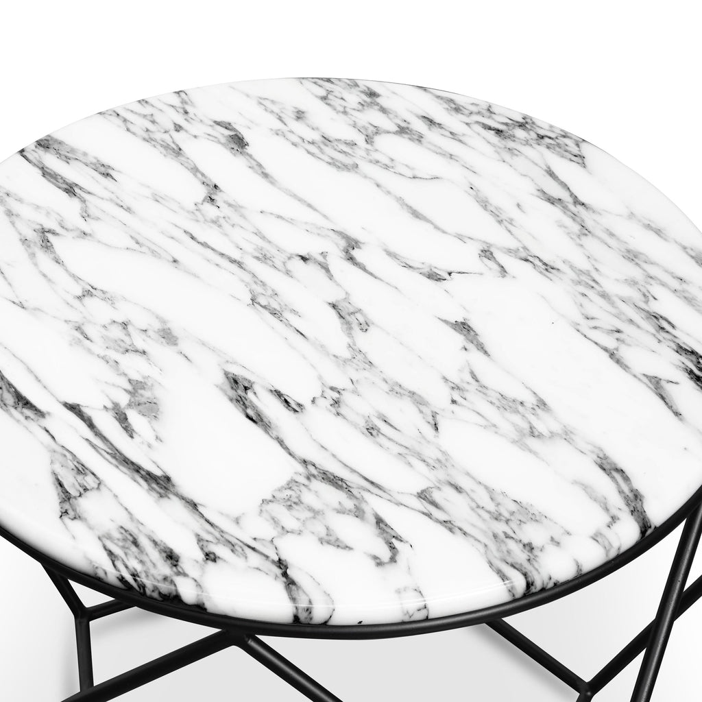 Marble 72cm Venezia Coffee Table - Matt Black Base