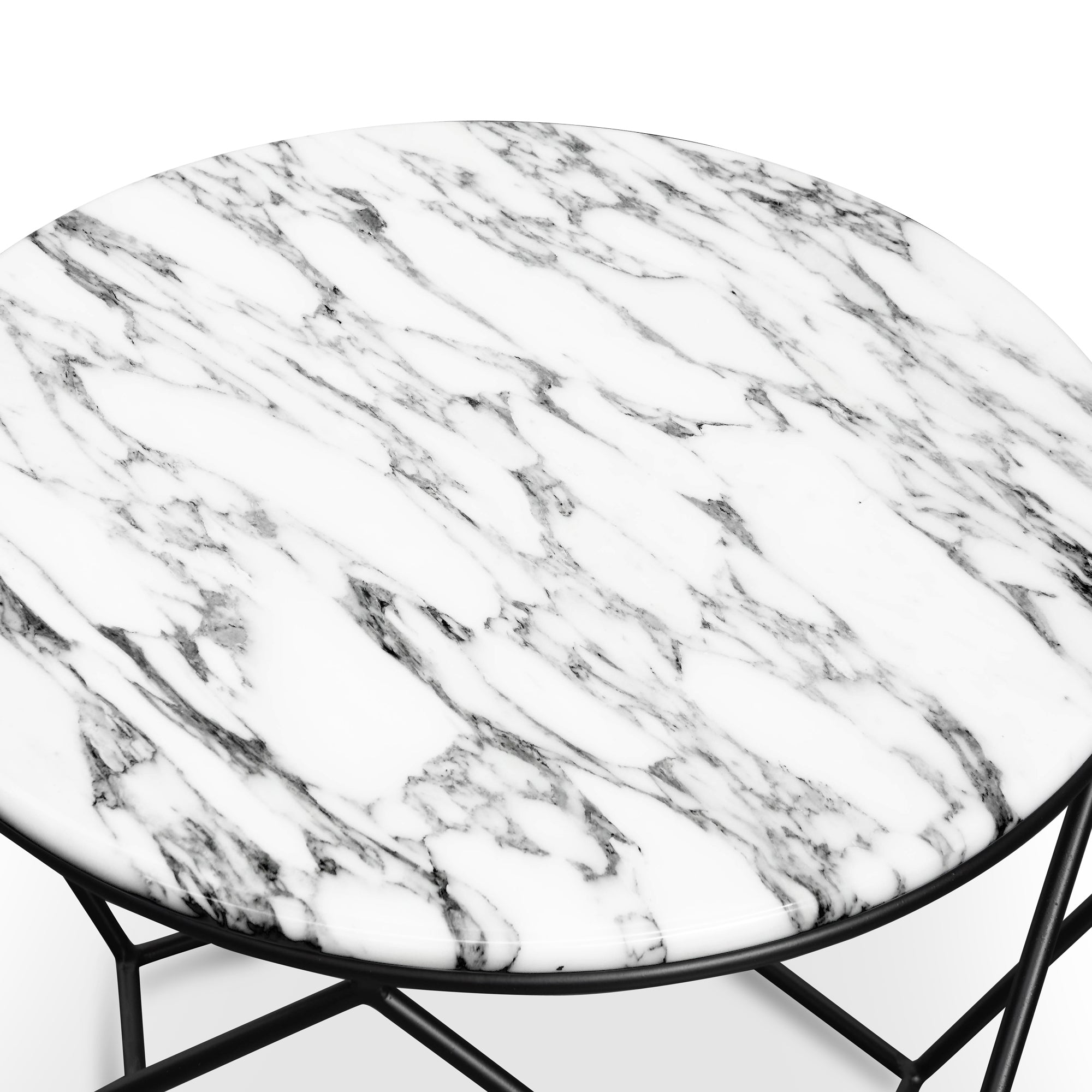 Marble 72cm Venezia Coffee Table - Matt Black Base